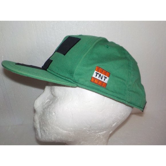 Minecraft Mojang Jinx TNT Ball Cap Hat Snapback Green Black Checkered #7613 - Picture 2 of 7